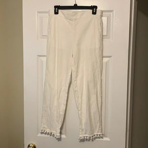 J. Crew Pom-Pom Hem Linen Pants